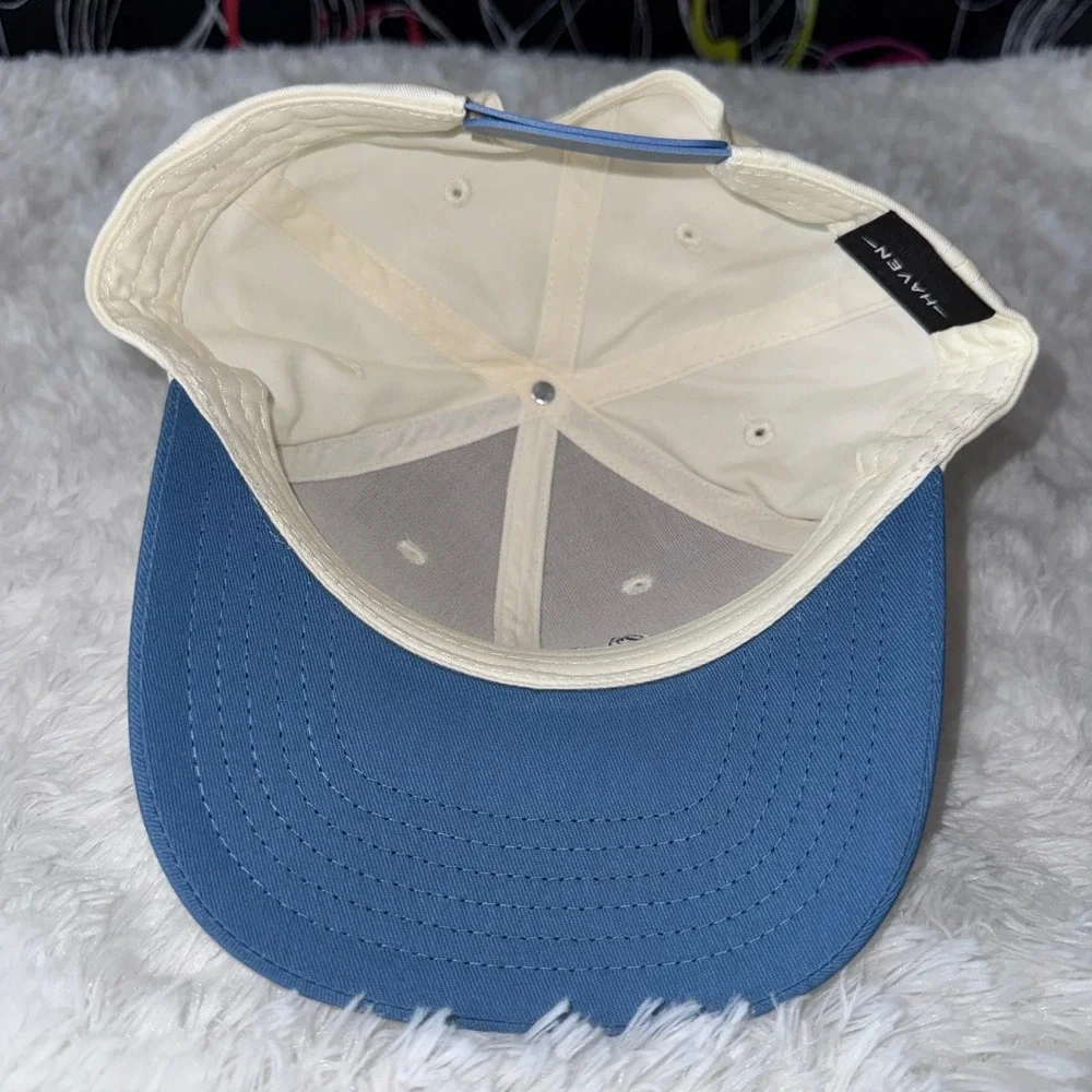 Haven Snapback Hat Mens OSFM Blue White NEW Embroidered Script Two Tone Cap